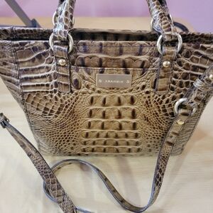 Brahmin Tan Crocodile-Embossed Satchel